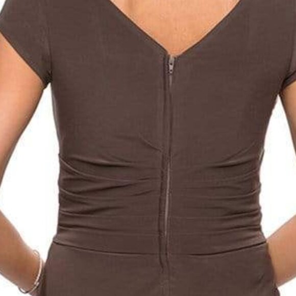 NWT La Femme 28026SC Mother of the Bride Dress Cocoa Size 4 - Picture 4 of 7